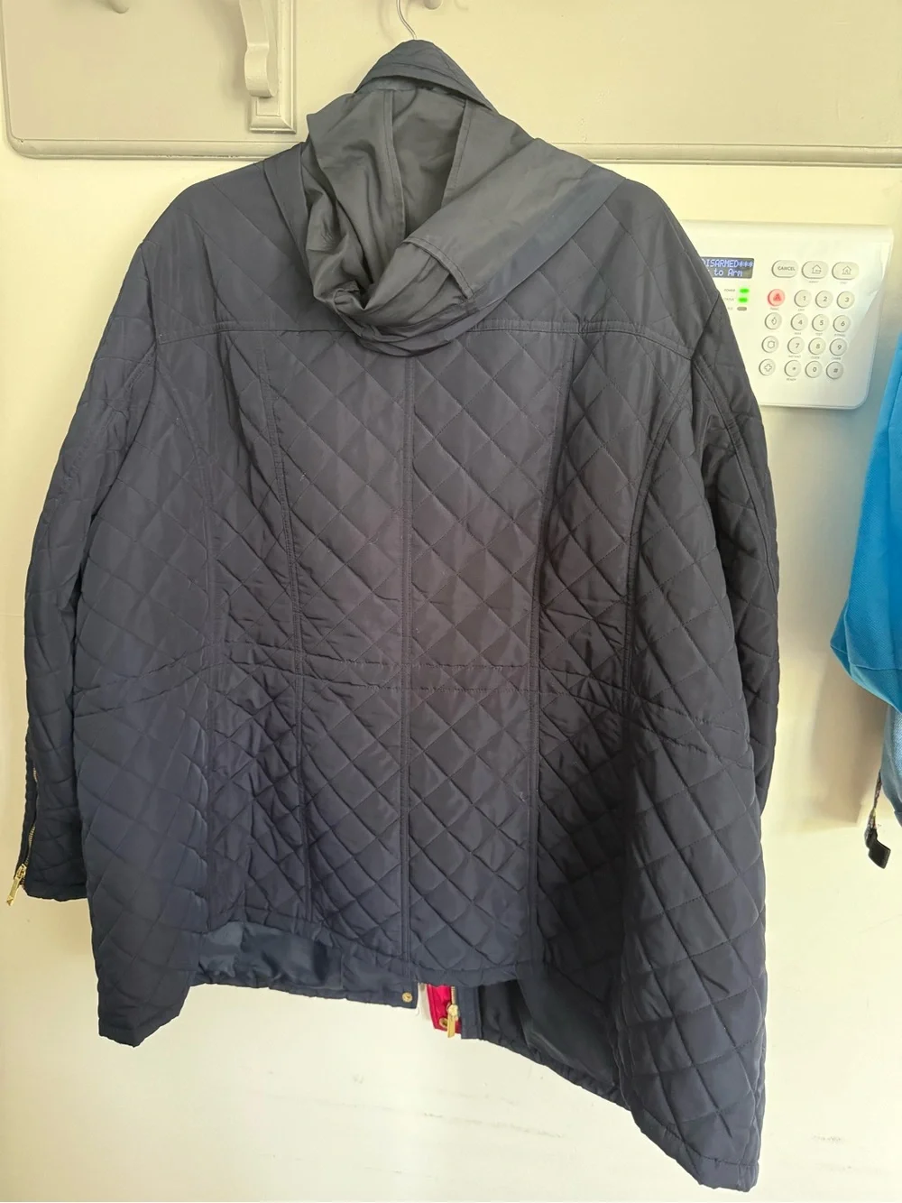 Michael Kors Quilted Navy Puffer Jacket with Gold Hardware